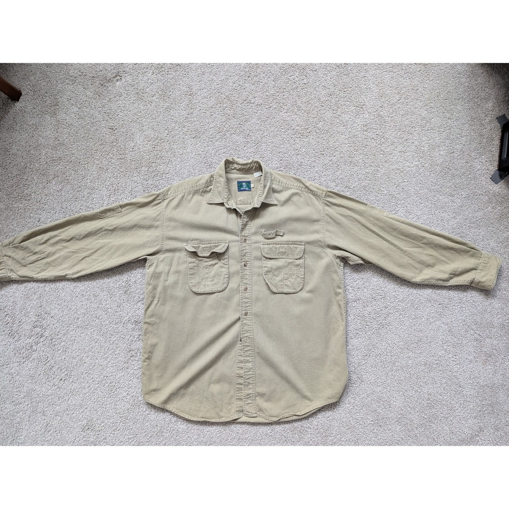 Vintage Camel Safari Shirt Men's XL Khaki 100% Cotton Utility 1996 Promo